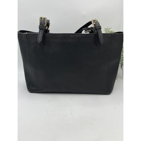 Tory Burch York Buckle Black Saffiano Leather Gold Tone Hardware Bucket Tote Bag - Picture 3 of 16